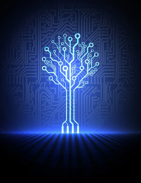 Vector circuit board background with electronic tree. eps10 — Stock Vector