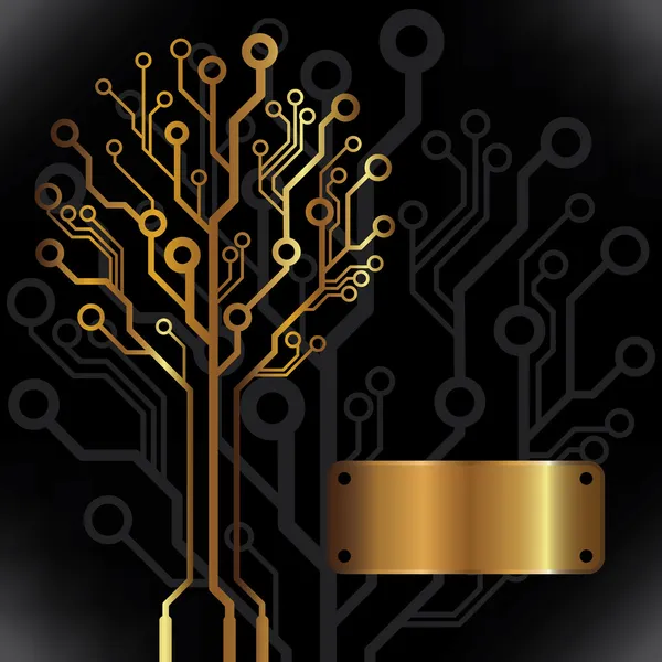 Fondo de árbol de circuito dorado vectorial — Archivo Imágenes Vectoriales