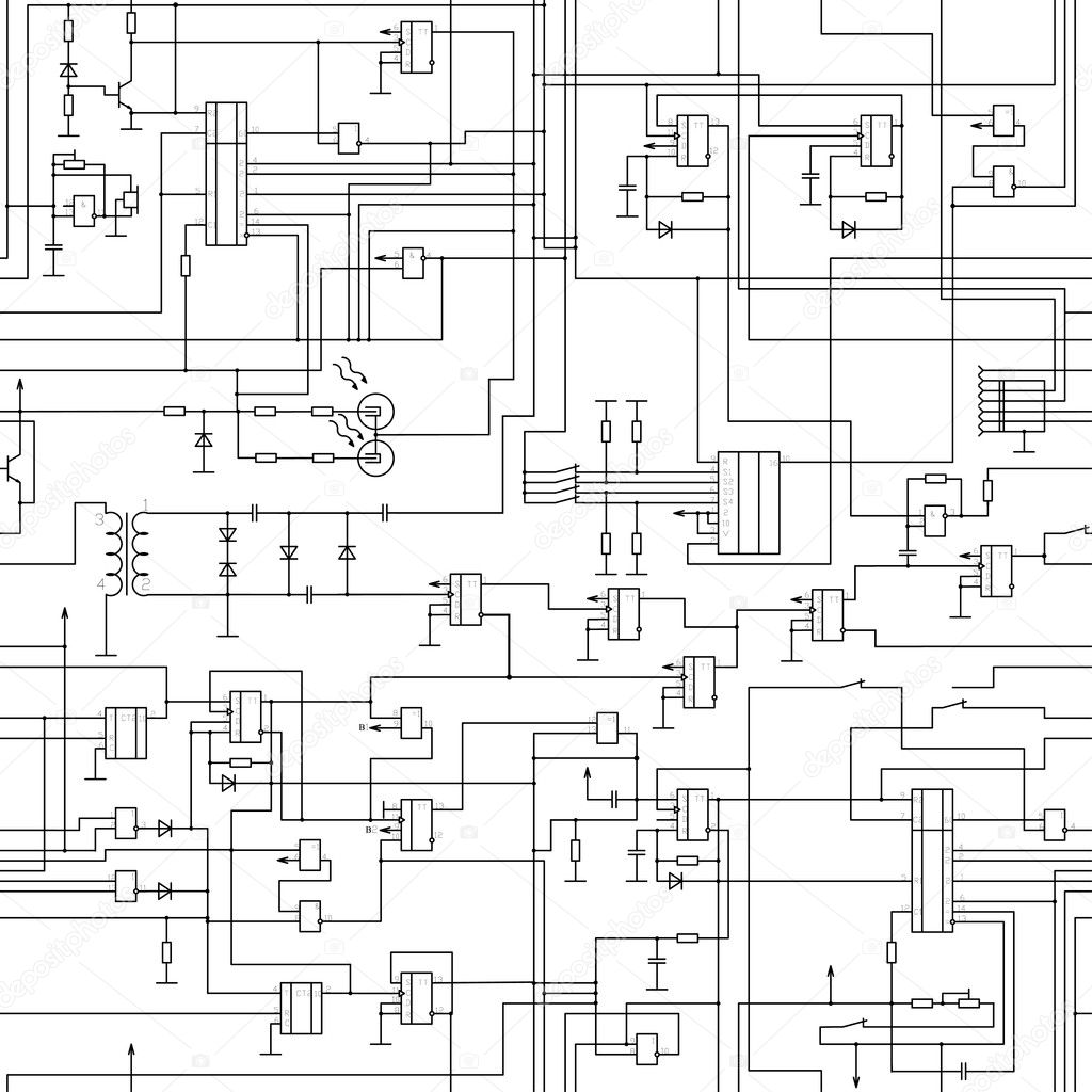 Seamless Electrical Circuit Diagram Pattern  U2014 Stock Vector