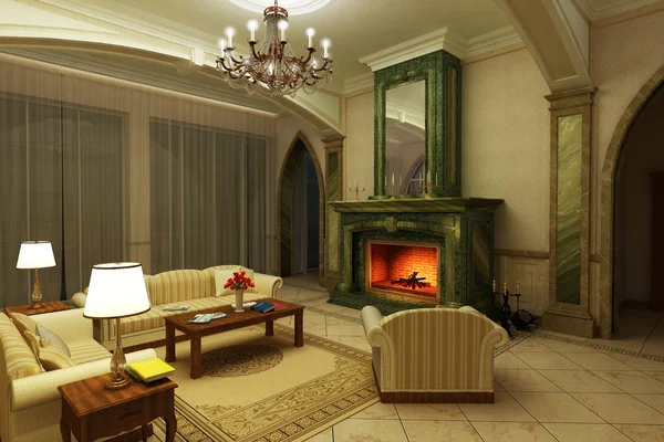 Mermer oturma odası klasik bir tarzda — Stok fotoğraf