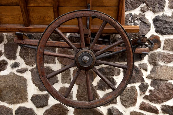 stock image Wheels of old wooden carriage