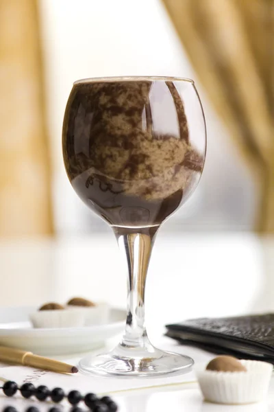 The glass of chocolate cocktail — Stock Photo, Image