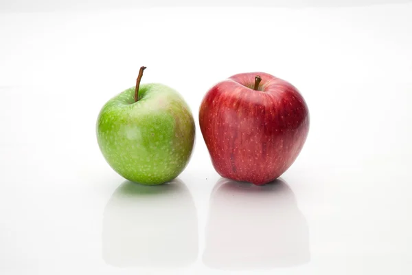 stock image Two apples on white