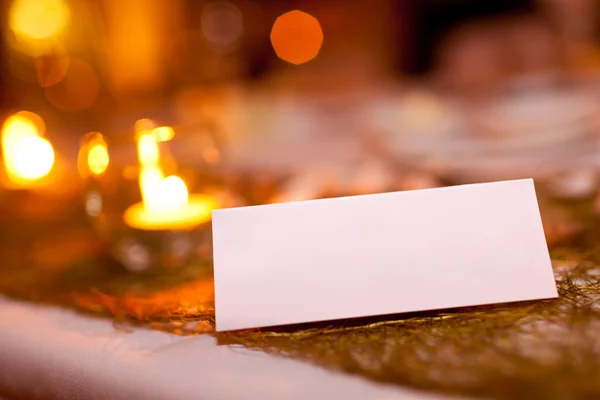 Blank place card at a wedding — Stock Photo, Image