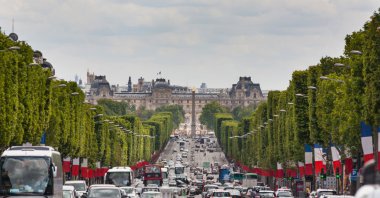 View down the Champs Elysees towards Grand palace clipart