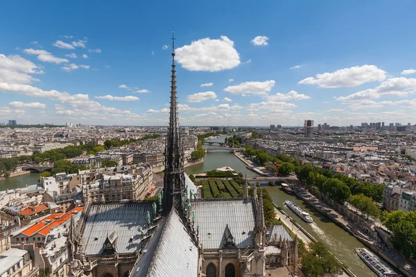 Blick auf den Kirchturm von Notre Dame mit Blick über Paris — Stockfoto