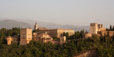 Alhambra palace panoramic and Alpujarra mountains clipart