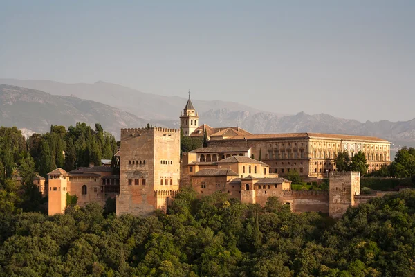 stock image Alhambra palace detail with Alpujarra mountains
