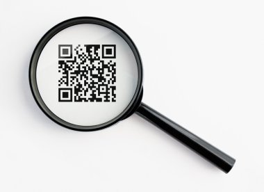 Magnifying glass with qr-code clipart