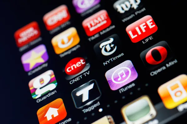 Iphone display with collection of apps — Stock Photo, Image