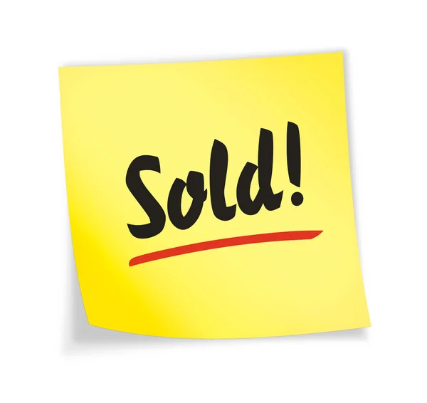 Yellow sticky note "sold" — Stock Photo, Image