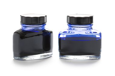 Two bottles of blue ink clipart