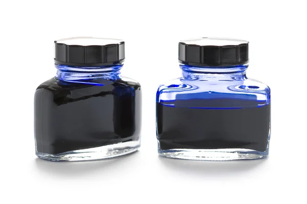 Iki şişe mavi mürekkep — Stok fotoğraf
