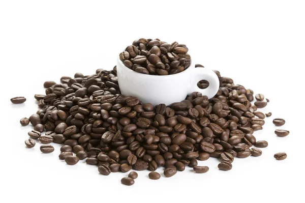 Kawa i kawa kubek na białym tle — Zdjęcie stockowe