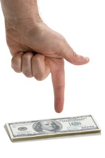 Hand point money — Stock Photo, Image