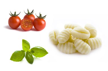 Conchiglioni pasta shells, cherry tomatoes and gnocchi clipart