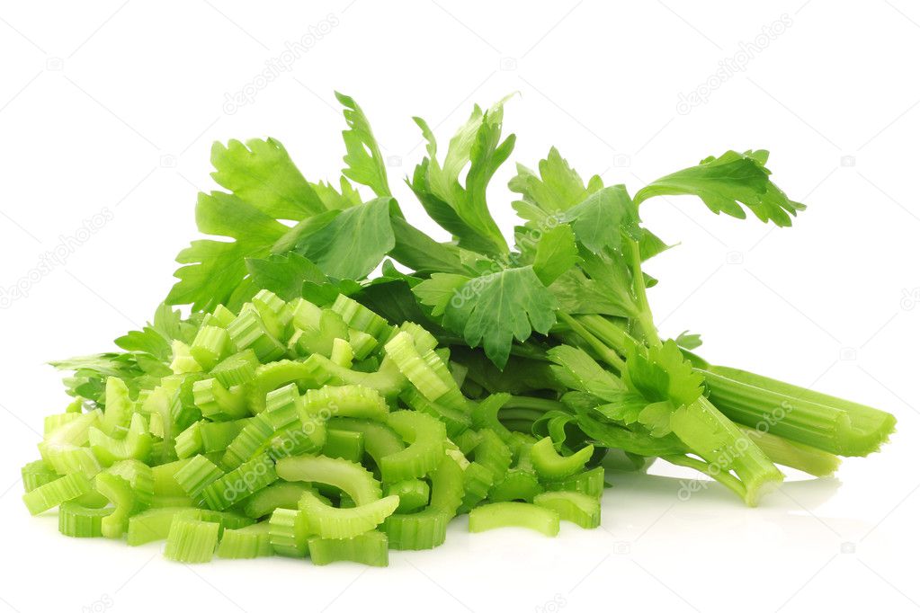 Fresh celery and some cut pieces