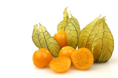 Physalis fruit (Physalis peruviana) and some cut ones clipart