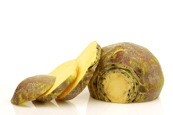 One fresh cut turnip(Brassica rapa rapa)