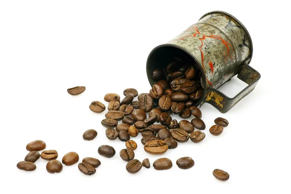 Mätglaset med kaffebönor — Stockfoto