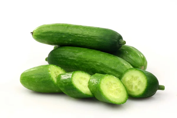 Fresh green cut baby cucumbers you can eat as a snack — Stock Photo, Image