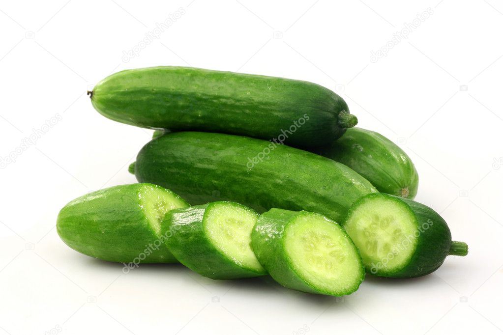 Fresh green cut baby cucumbers you can eat as a snack