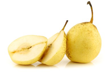 Fresh nashi pear and a cut one clipart