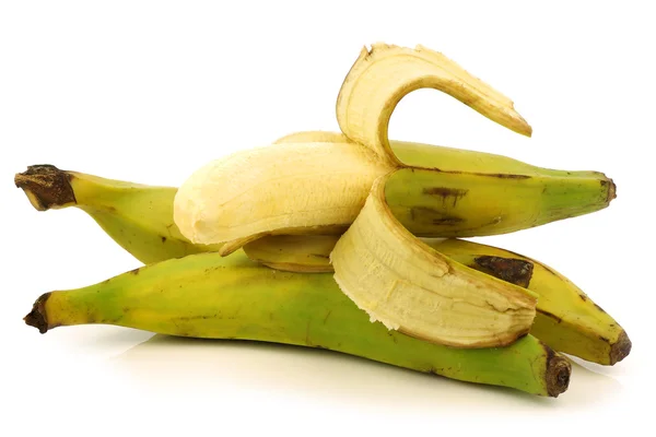 Verse nog onrijpe weegbree (bakken) bananen — Stockfoto