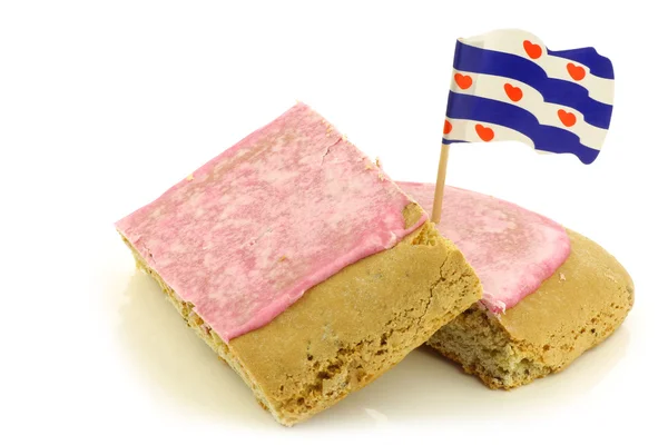Traditional Dutch and Frisian pink glazed pastry called "fondant koek" — Stock Photo, Image