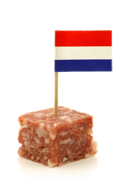 Piece of traditional dutch sausage called "boerenmetworst" — Stock Photo, Image