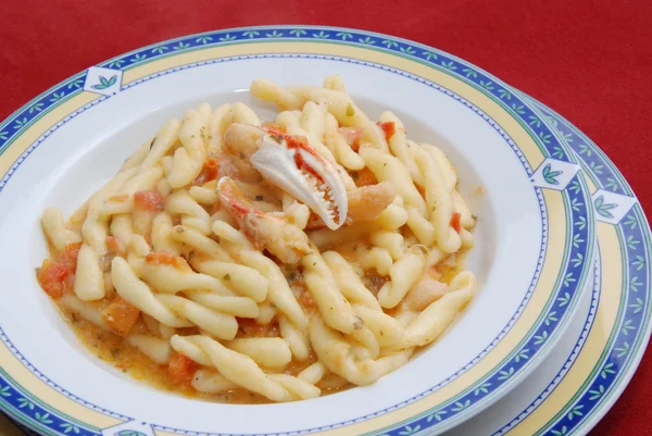 Plate of pasta with crab