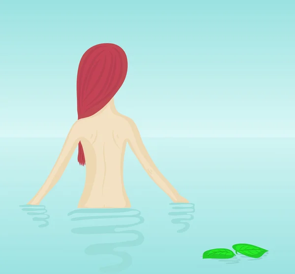 Fille dans la mer — Image vectorielle
