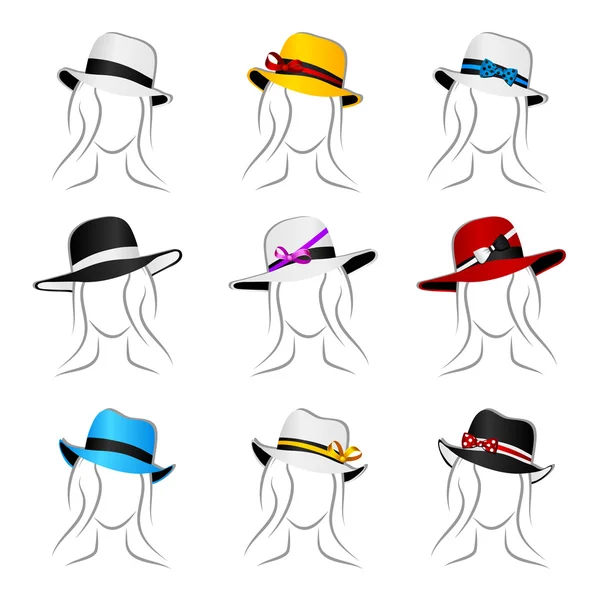 Sombreros femeninos — Vector de stock