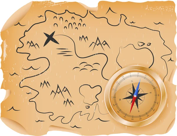stock vector Compass with a map