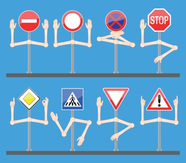 Traffic signs with hands clipart