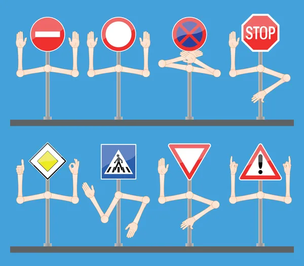 Verkehrszeichen mit Händen — Stockvektor