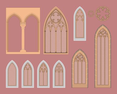 Gothic windows in central Europe clipart