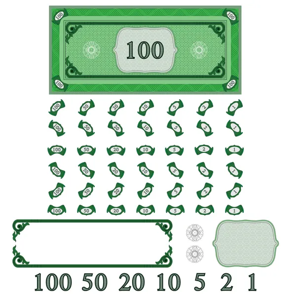 Speelgeld (Maak uw geld instellen) — Stockvector