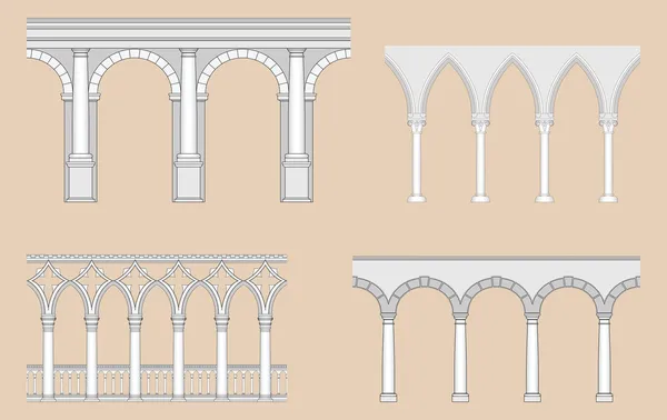 Arcades (Roman, Gothic, Venetian, Renaissance) — Stock Vector
