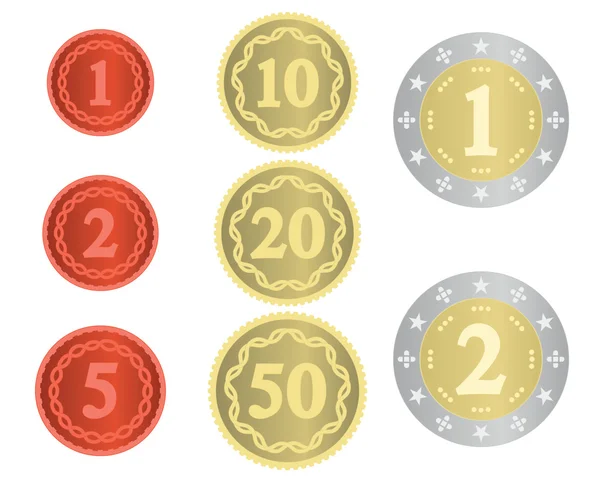 Wyimaginowany kolekcja monet — Wektor stockowy