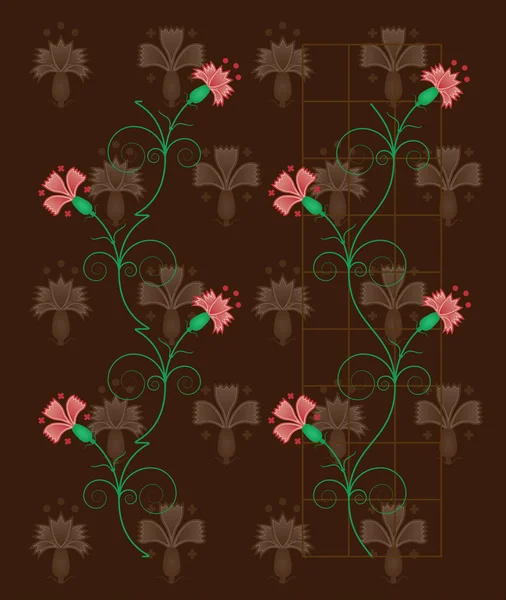 Carnations (vertical seamless pattern) — Stock Vector