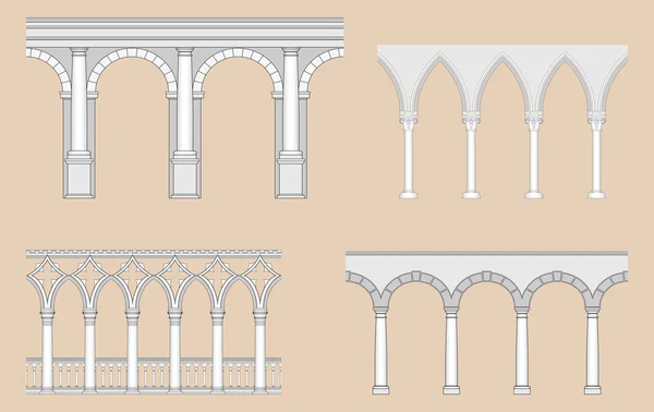 Arcades (romano, gótico, veneziano, renascentista ) —  Vetores de Stock