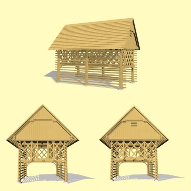 Hayrack, wooden traditional structure clipart
