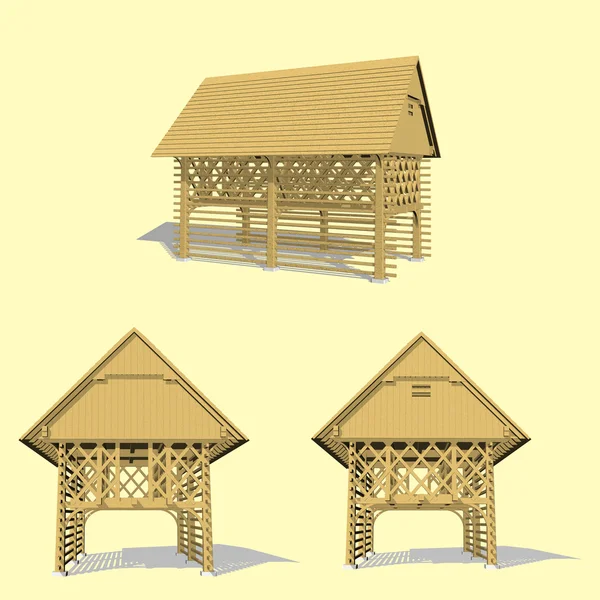 Hayrack, дерев'яна традиційна структура — стокове фото