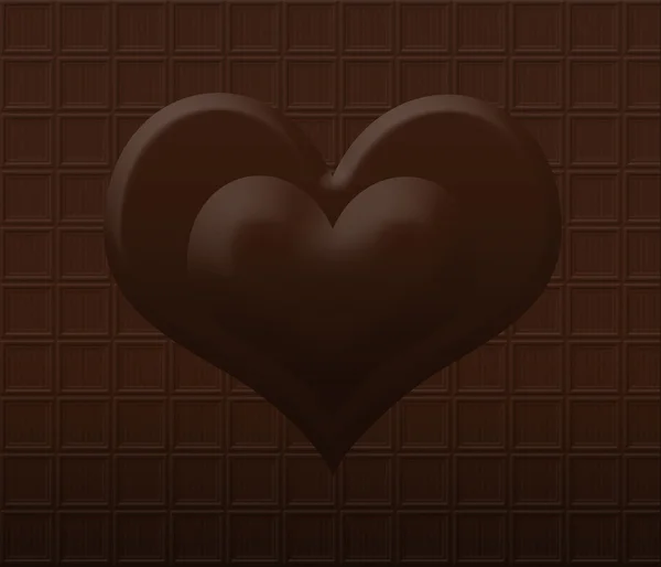 チョコレート タブレット上の暗いチョコレートの心 — ストック写真
