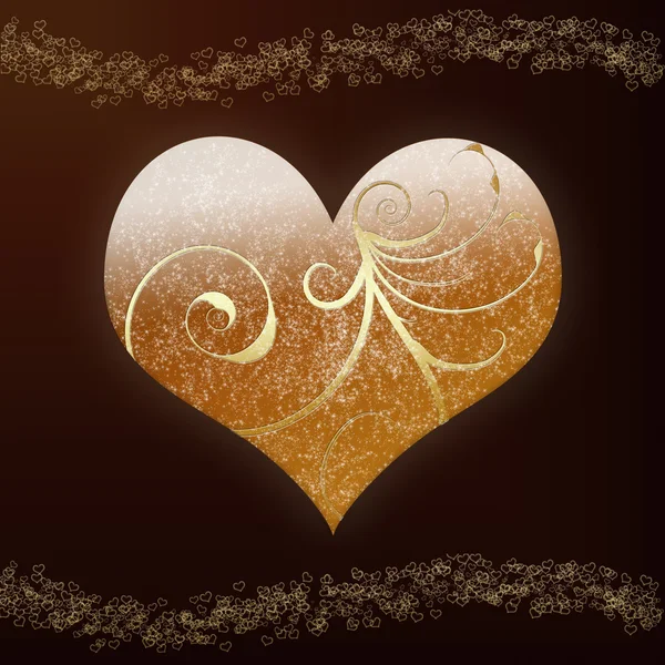 Cartão decorativo coração dourado — Fotografia de Stock