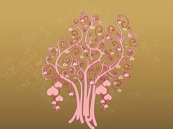 stock image Tree of hearts on golden sparkles background