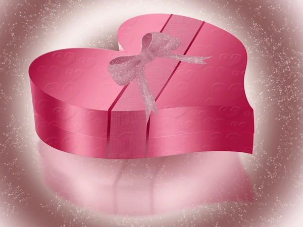 Pink silver heart box — Stock Photo, Image