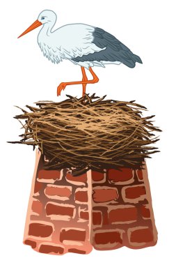 Stork and nest clipart