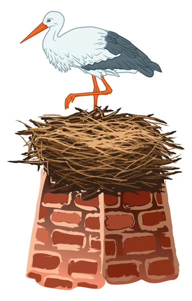 stock vector Stork and nest